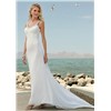 Column Square Neckline Sleeveless Chiffon Beach Wedding Dress B-dswd0021