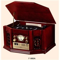 classical CD player in wooden