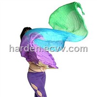 long multi-color silk dancing fan