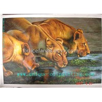 Oil Painting (Animal Oil Painting, Lion Paintings)