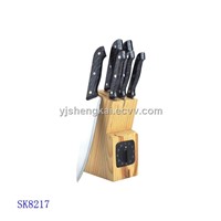 7pcs Knife Set in Plastic Handle with Outer Coating (SK8217)