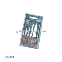 8pcs Knife Set in Pp Handle with Wooden Color Outer Coating (SK8803)