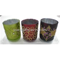 Dimpled Tree Wrapped Ribbed Pillar Candle Candleholder