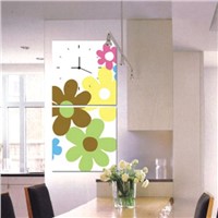 Colorful Flowers Multi-Panel Wall Clock