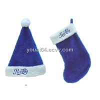 plush christma stocking santa hat with embroidery logo