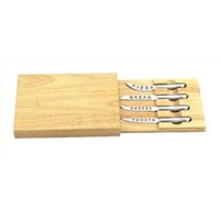 4 Pcs Cheese Knife with Wood Cutting Board
