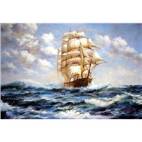 Boat oil painting