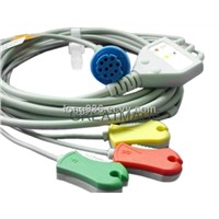 Datex One Piece Cable with 3-Lead, Grabber, IEC Leadwires