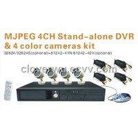 MJPEG 4CH Stand-Alone DVR &amp;amp; 4 Color Cameras Kit