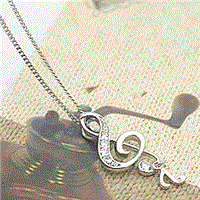 Silver Necklace with Diamond Figure G (0012)