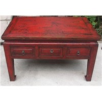 Red Three Drawer Table