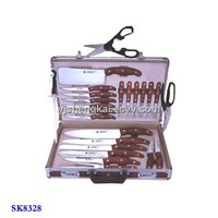 24pcs Knife Set in PP Handle with Outer Coating
