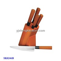 6pcs Knife Set in PP Handle with Outer Coating