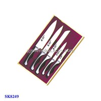 5pcs Knife Set in TPR Handle with Stainless Steel Patch