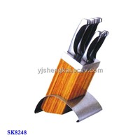 6pcs Knife Set in TPR Handle with Stainless Steel Patch