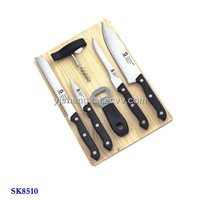 7pcs Knife Set in Black Color Plastic Handle
