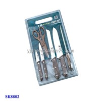 7pcs Knife Set in PP Handle with Outer Coating