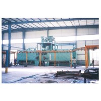 Q38 double route series hanger chains type continuous working overhead rail shot blasting machine