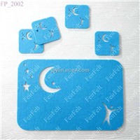 Laser cut polyester felt placemat and coaster set