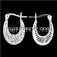Crystal Edge Silver Hoop Earring Jewelry (BHR-364-1)
