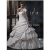 Strapless Ball Gown Floor Length Semi-Cathedral Taffeta Sleeveless Taffeta Wedding Dress (MST008)