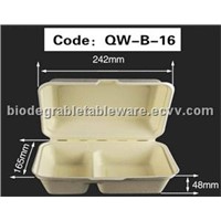 1000ml 2-Comp Clamshell Biodegradable Food Container Bagasse Tableware Disposable Food Packaging