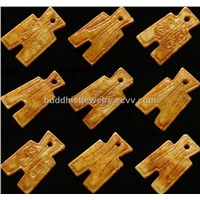12pcs Chinese Traditional Old Jade Hand Carved Shovel Feng Shui Pendant