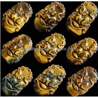 12pcs Natural Tiger Eye Gemstone Carved Lovely Mouse Rat Mice Pendant One Role of Chinese Zodiac