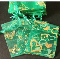 2.5x3.5"(7x9cm) 1000pcs Bridal Accessories Green Organza Gift Jewelry Bag Pouch(Random design)