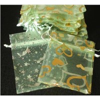 2.5x3.5"(7x9cm) 1000pcs Bridal Accessories Light Green Organza Gift Jewelry Bag Pouch(Random design)