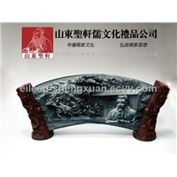 Confucian Statue Folding Screen with Dragon Bracket