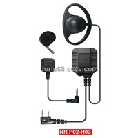 Double-line PTT ear hook microphone for two way radio