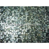 Black Mop Shell Mosaic Tile in Brick Style
