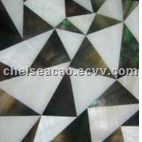chinese river shell and black mop shell mosaic tile in triangle pattern