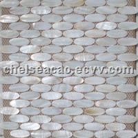 shell mosaic, chinese river shell, decorative tile, oval pattern