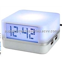 USB Hub with Clock 4 Ports for for Laptop Notebook Computer PC