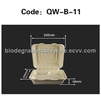10&amp;quot; 3 division biodegradable food box for snack