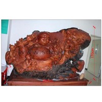 Buddha Statue by 100%Cinnamon Wood carving in feng shui style