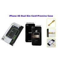 Dual SIM Card+Prorcive Case for iPhone 4G