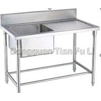 stainless steel one bowl sink table with drainboard