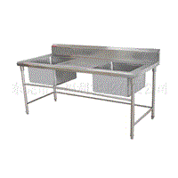 stainless steel two bowl sink table