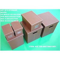 Set of 6 faux leather storage boxes