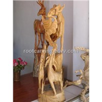 Wood Carvingred Camphor (Three Goat) woodcarving