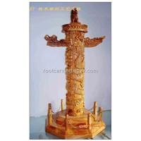 Wood Mahogany Carving (Dragon Columns) woodcarving