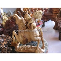Wood &amp;amp; Root Carving (Elm &amp;quot;the Monkey on Horse&amp;quot;) woodcarving
