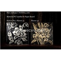 Handmade Home Decor,Abstract Painting Leather Board Relievo Painting,36