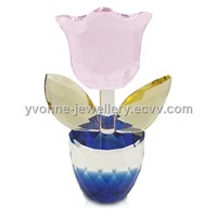 H0050 Austria Crystal Tulip Flower Pot Figurine