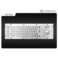 Industrial Metal Keyboard with Trackball, Metallic Keyboard, Stainless Steel Keyboard for Kiosk
