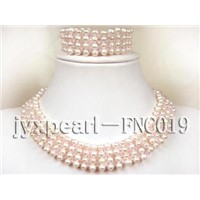 5-5.5mm White Freshwater Pearl And Pink Crystal Choker