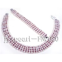 5-5.5mm White Freshwater Pearl And Purple Crystal Choker